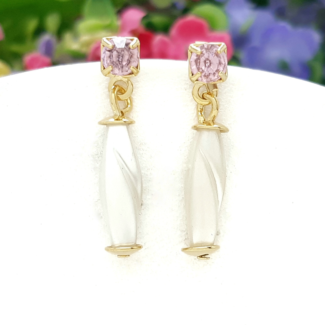 Pendientes Camila de Perla y Cristal Rosa