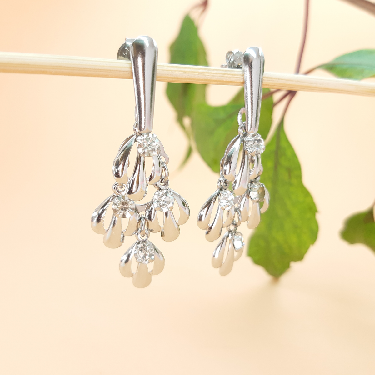 Aretes Abanico y Cristal